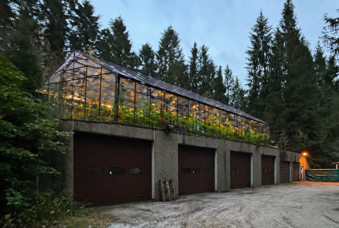 Skisse av mulig nytt veksthus ved Rogaland Arboret
